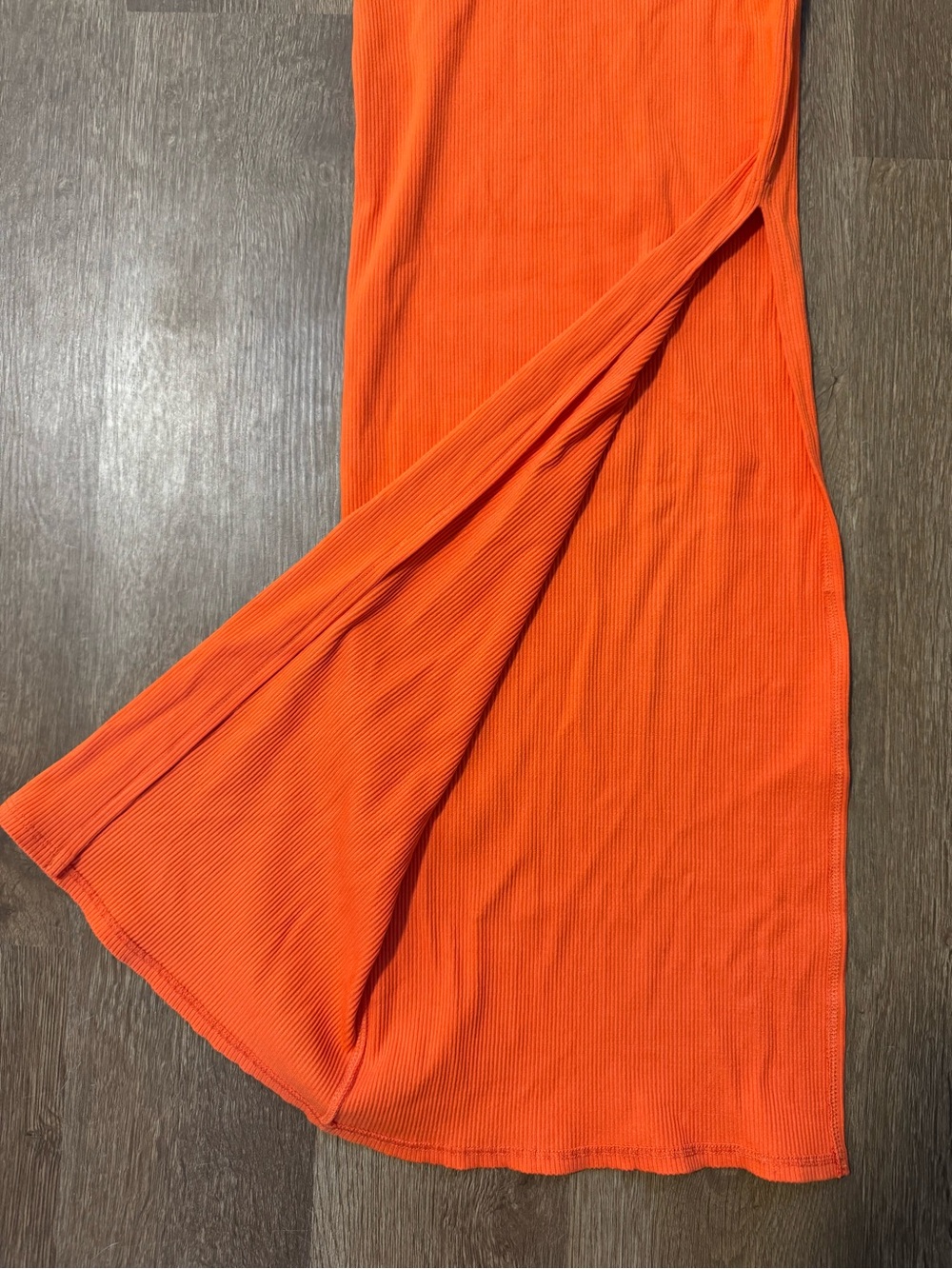 Lulus Spice Things Up Orange Ribbed One-Shoulder Cutout Midi Dress - Picture 3 of 6